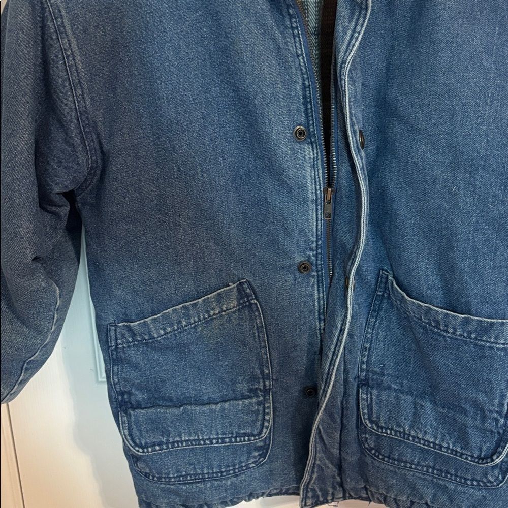 Warm Denim Jacket with Beige Corduroy Collar, XS - Picture 4 of 13